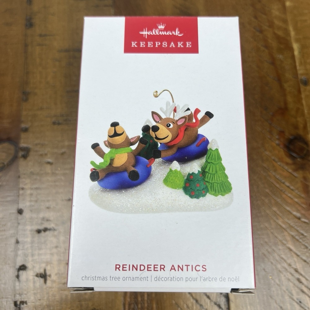 Hallmark Keepsake 2023 Reindeer Antics Two Reindeers Sliding NIB Ornament
